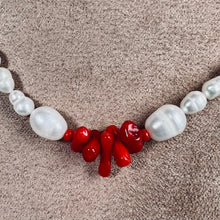 Pearls and coral choker.