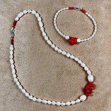 Pearls and coral choker.