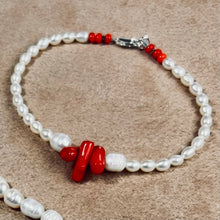 Bracelet Pearls Red Coral branch